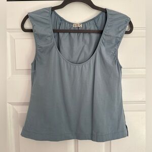 Free People Women's Blue Cap Sleeve Top